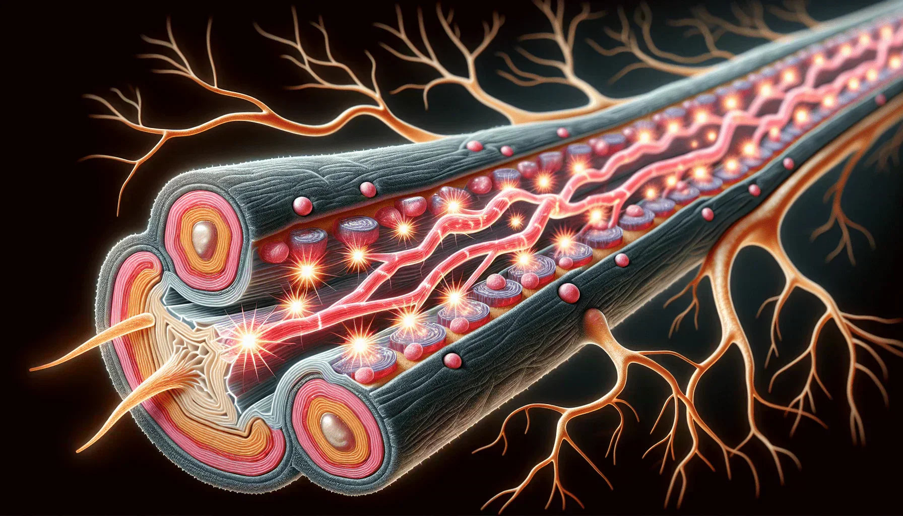 Illustration of nerve structure and pain signals