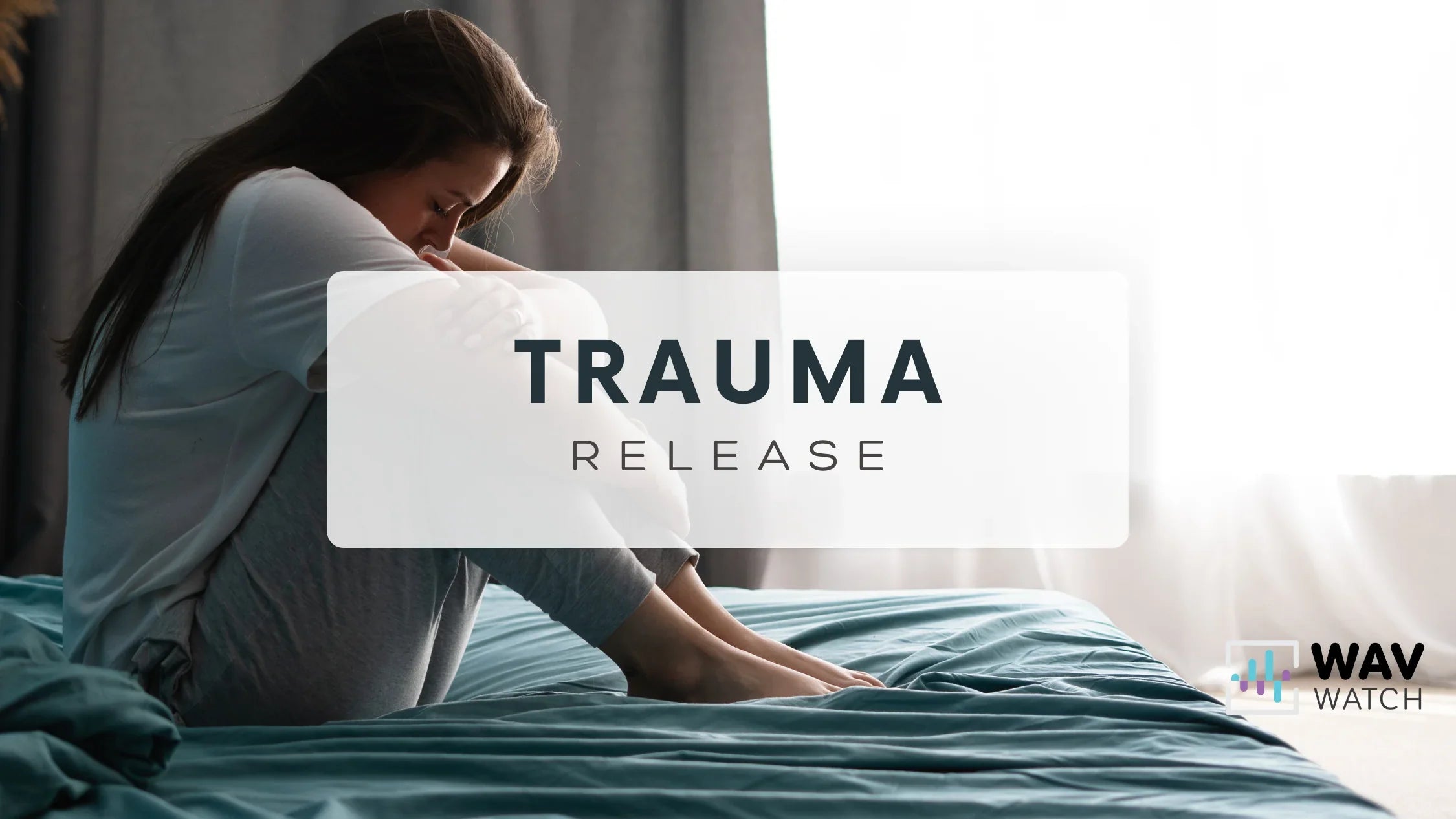 Image of Distressed Woman Sitting on Bed